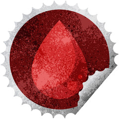blood drop round sticker stamp