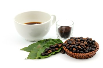 Coffee seed and black coffee