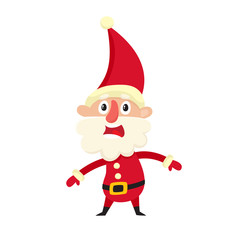 Cute Santa Claus, upset, cartoon vector illustration isolated on white