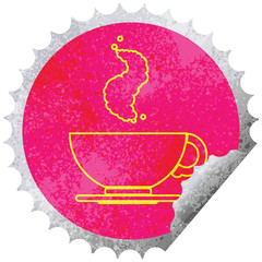 Coffee cup circular peeling sticker