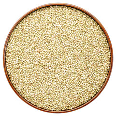 buckwheat groats in a wooden tray