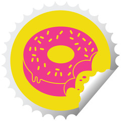 bitten frosted donut circular peeling sticker