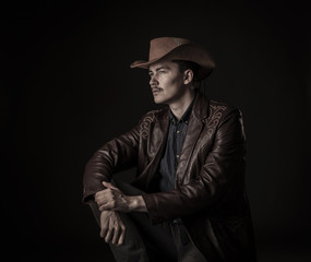 Modern cowboy in studio 