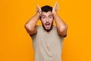Portrait of a shocked young casual man