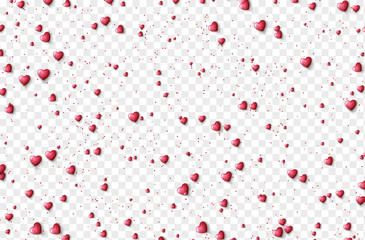 Hearts color pink isolated on transparent background.