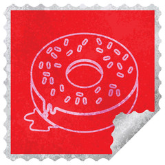 Tasty donut square peeling sticker