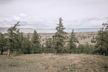 Mongolian landscapes in the Altai Mountains, wide landscape