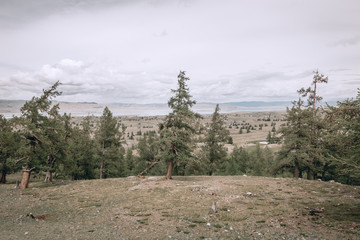 Mongolian landscapes in the Altai Mountains, wide landscape