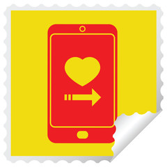 dating app on cell phone square peeling sticker