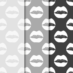 seamless abstract pattern with mouth, female lips, vampire teeth