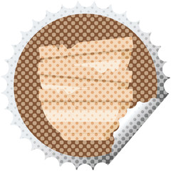 stack of cracked old bowls round sticker stamp