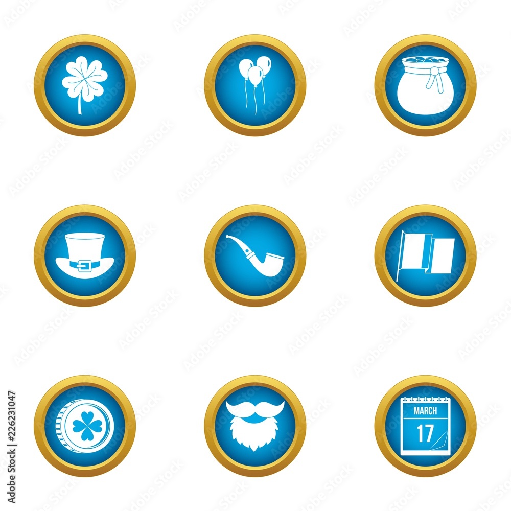 Poster fortune icons set. flat set of 9 fortune vector icons for web isolated on white background