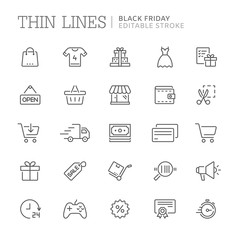 Collection of shopping related line icons. Vector eps 8