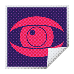 staring eye square peeling sticker