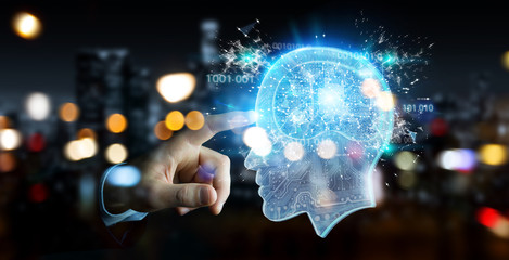 Businessman creating artificial intelligence 3D rendering
