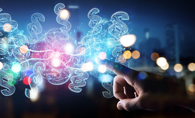 Businessman using 3D rendering digital paragraph law symbol