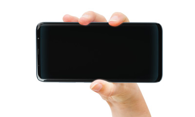 Isolated woman hand holding modern smartphone 3d rendering