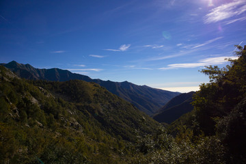 Awesome mountains landscape in a sunny autumn day, italy