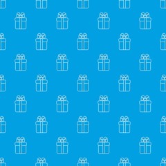 Gift box pattern vector seamless blue repeat for any use