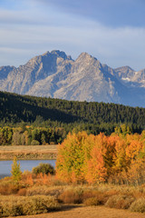Scenic Landscape of the Tetons in Autumn