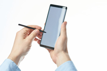 Using smartphone with stylus
