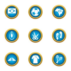 Football city icons set. Flat set of 9 football city vector icons for web isolated on white background