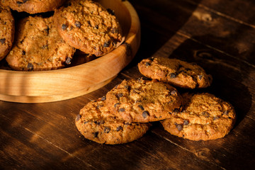 shortcake on a table in a wooden plate