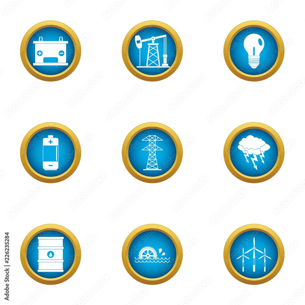 Poster petroleum icons set. flat set of 9 petroleum vector icons for web isolated on white background