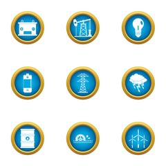 Petroleum icons set. Flat set of 9 petroleum vector icons for web isolated on white background