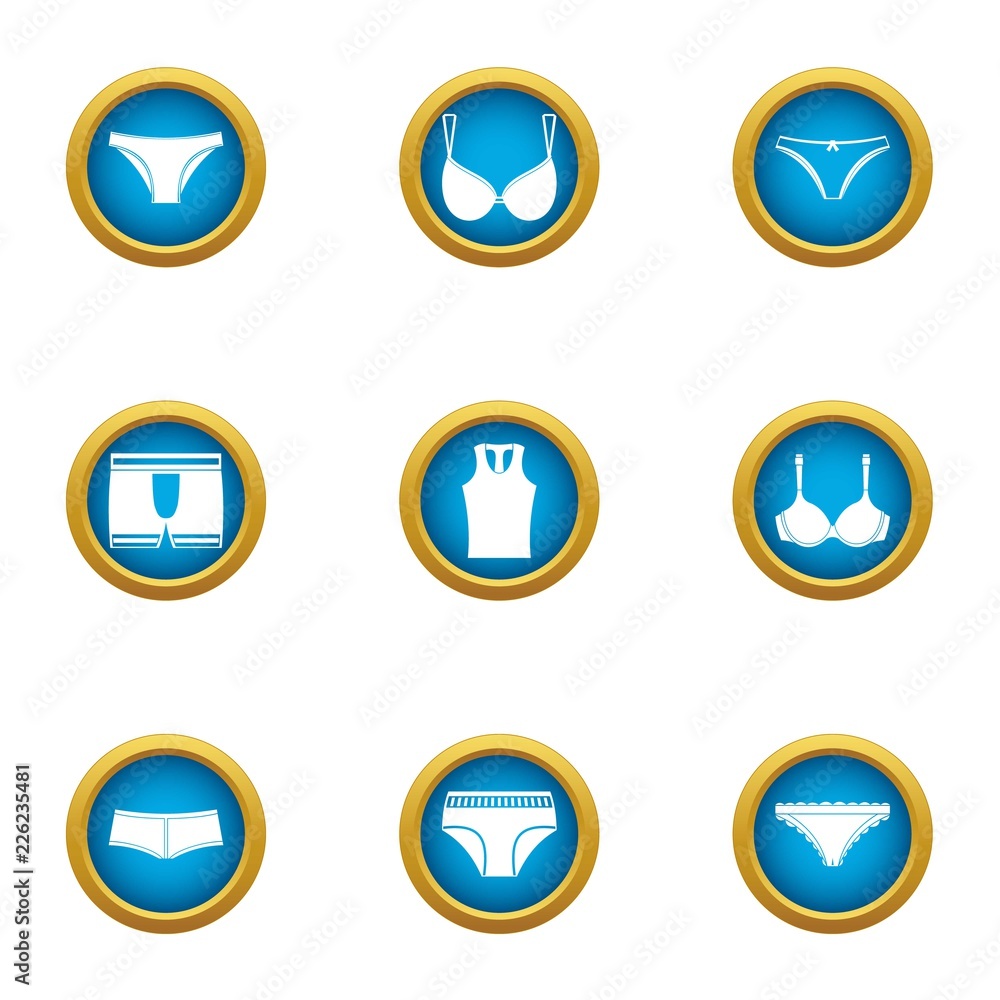 Poster underpants icons set. flat set of 9 underpants vector icons for web isolated on white background