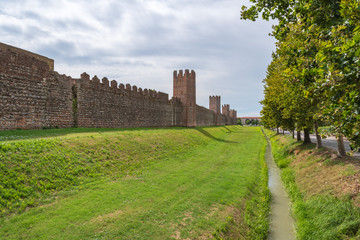 Fototapeta na wymiar Medieval city wall of Montagnana, Padua, Italy