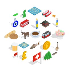 Central Europe icons set. Isometric set of 25 central europe vector icons for web isolated on white background