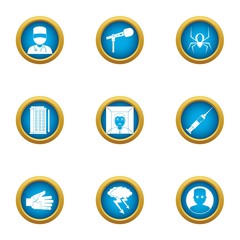 Ophthalmosurgeon icons set. Flat set of 9 ophthalmosurgeon vector icons for web isolated on white background