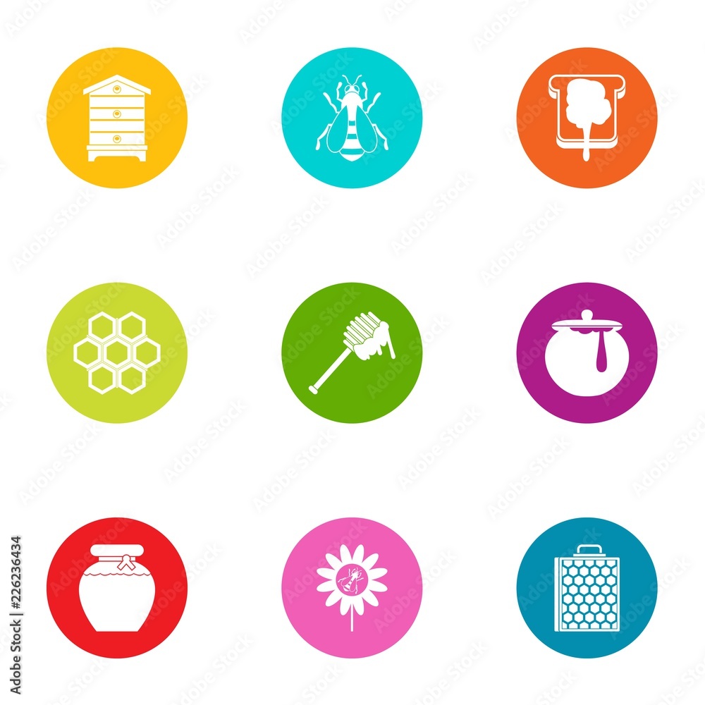 Poster meadow icons set. flat set of 9 meadow vector icons for web isolated on white background