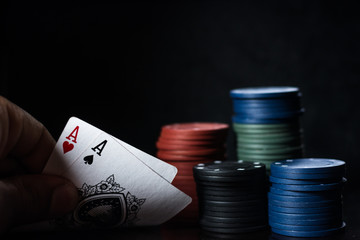 poker chips and cards