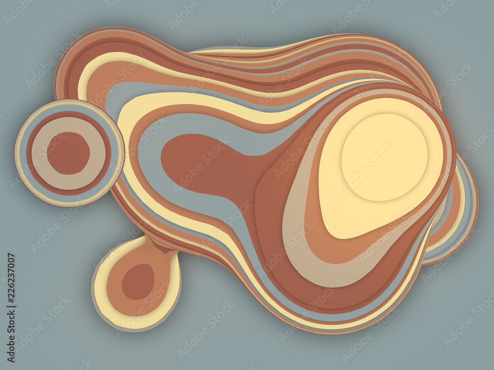 Aufkleber colored sliced shape. computer generated abstract geometric 3d render illustration