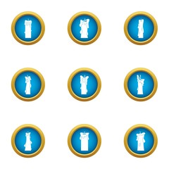 Sunray icons set. Flat set of 9 sunray vector icons for web isolated on white background