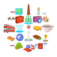 World trip icons set. Cartoon set of 25 world trip vector icons for web isolated on white background