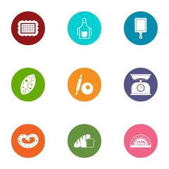 Flour tasty icons set. Flat set of 9 flour tasty vector icons for web isolated on white background