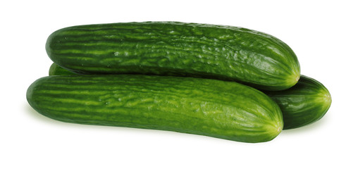 Fresh cucumbers isolated on white background.