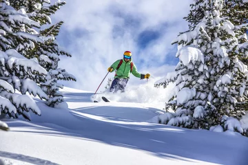 Fotobehang Bestsellers Sport Off-piste skiën in diepe poedersneeuw