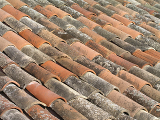 Traditional old roof made with clay tiles  