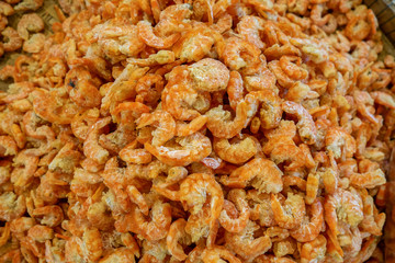 Dried shrimp close up detail