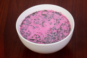 Russian cold Okroshka soup