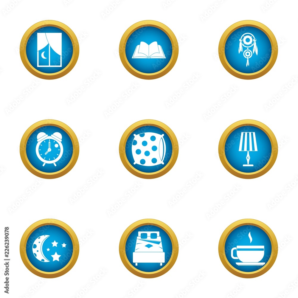 Poster nighttime icons set. flat set of 9 nighttime vector icons for web isolated on white background