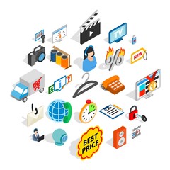 Shop icons set. Isometric set of 25 shop vector icons for web isolated on white background