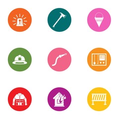 Fototapeta premium Fire house icons set. Flat set of 9 fire house vector icons for web isolated on white background