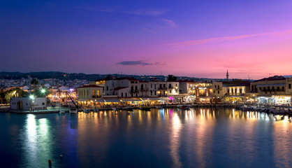 Obraz premium Rethymno city at Crete island in Greece. The old venetian harbor.