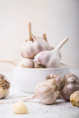 close-up healthy garlic