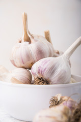 close-up healthy garlic